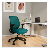 Essentials Mesh Back Fabric Task Chair With Arms, Supports Up To 275 Lb, Teal Fabric Seat-mesh Back, Black Base