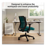 Essentials Mesh Back Fabric Task Chair With Arms, Supports Up To 275 Lb, Teal Fabric Seat-mesh Back, Black Base