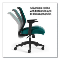 Essentials Mesh Back Fabric Task Chair With Arms, Supports Up To 275 Lb, Teal Fabric Seat-mesh Back, Black Base