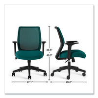 Essentials Mesh Back Fabric Task Chair With Arms, Supports Up To 275 Lb, Teal Fabric Seat-mesh Back, Black Base