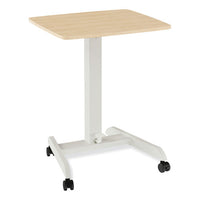 Essentials Sit-stand Single-column Mobile Workstation, 23.6" X 20.5" X 29.6" To 44.2", Natural Wood-light Gray