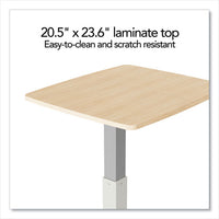 Essentials Sit-stand Single-column Mobile Workstation, 23.6" X 20.5" X 29.6" To 44.2", Natural Wood-light Gray