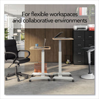 Essentials Sit-stand Single-column Mobile Workstation, 23.6" X 20.5" X 29.6" To 44.2", Natural Wood-light Gray
