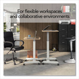 Essentials Sit-stand Single-column Mobile Workstation, 23.6" X 20.5" X 29.6" To 44.2", Natural Wood-light Gray