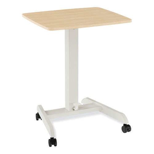 Essentials Sit-stand Single-column Mobile Workstation, 23.6" X 20.5" X 29.6" To 44.2", Natural Wood-light Gray