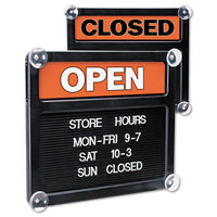 Double-sided Open-closed Sign W-plastic Push Characters, 14 3-8 X 12 3-8