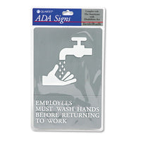 Ada Sign, Employees Must Wash Hands... Tactile Symbol-braille, 6 X 9, Gray