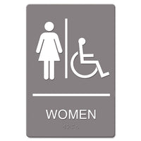 Ada Sign, Women Restroom Wheelchair Accessible Symbol, Molded Plastic, 6 X 9