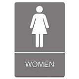 Ada Sign, Women Restroom Symbol W-tactile Graphic, Molded Plastic, 6 X 9, Gray