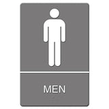 Ada Sign, Men Restroom Symbol W-tactile Graphic, Molded Plastic, 6 X 9, Gray