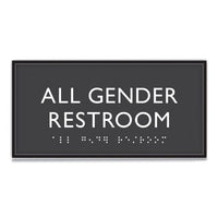 Ada Sign, All Gender Restroom, Plastic, 4 X 4, Clear/white
