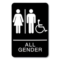 Ada Sign, All Gender-wheelchair Accessible Tactile Symbol, Plastic, 6 X 9, Black-white