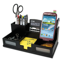 Midnight Black Desk Organizer With Smartphone Holder, 10 1-2 X 5 1-2 X 4, Wood