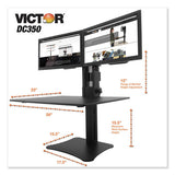 High Rise Dual Monitor Standing Desk Workstation, 28" X 23" X 10.5" To 15.5", Black