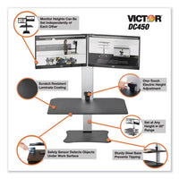 Dc450 High Rise Electric Dual Monitor Standing Desk Workstation, 28w X 23d X 20.25h, Black-aluminum