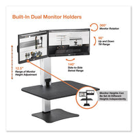 Dc450 High Rise Electric Dual Monitor Standing Desk Workstation, 28w X 23d X 20.25h, Black-aluminum