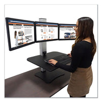 High Rise Electric Triple Monitor Standing Desk Workstation, 28 X 23 X 20, Black/aluminum, Ships In 1-3 Business Days