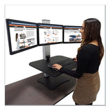 High Rise Electric Triple Monitor Standing Desk Workstation, 28 X 23 X 20, Black/aluminum, Ships In 1-3 Business Days