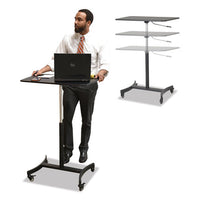 High Rise Mobile Adjustable Sit-stand Workstation, 30.75w X 22d X 44h, Black