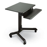 Mobile Height Adjustable Standing Desk With Keyboard Tray, 25.6 X 17.7 X 29 To 44, Black, Ships In 1-3 Business Days