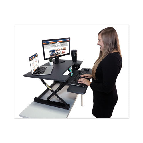 High Rise Height Adjustable Standing Desk With Keyboard Tray, 31w X 31.25d X 20h, Gray-black