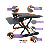 High Rise Height Adjustable Standing Desk With Keyboard Tray, 36w X 31.25d X 20h, Gray-black