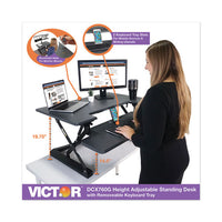 High Rise Height Adjustable Standing Desk With Keyboard Tray, 36w X 31.25d X 20h, Gray-black