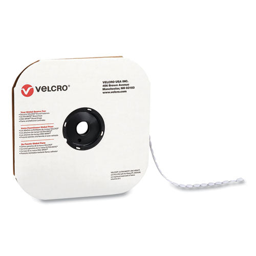 Sticky-back Fasteners, Loop Side, 0.5" Dia, White, 1,440-carton