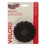 Sticky-back Fasteners, Removable Adhesive, 0.63" Dia, Black, 75-pack