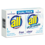 Free Clear He Liquid Laundry Detergent-dryer Sheet Dual Vend Pack, 100-ctn