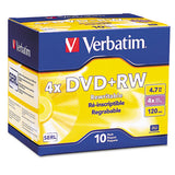 Dvd+rw Discs, 4.7gb, 4x, W-slim Jewel Cases, Pearl, 10-pack