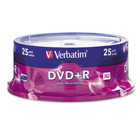 Dvd+r Discs, 4.7gb, 16x, Spindle, Silver, 25-pack