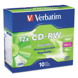 Cd-rw, 700mb, 4x-12x High Speed, Branded Surface, 10-pk Slim Case