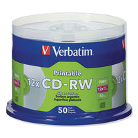 Cd-rw Discs, Printable, 700mb-80min, 12x, Spindle, Silver, 50-pack