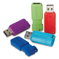 Pinstripe Usb 2.0 Flash Drive, 16 Gb, 5 Assorted Colors