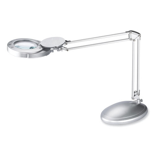 Led Magnifier Lamp With Clamp, Swing Arm, 22" High, Silver, Ships In 4-6 Business Days