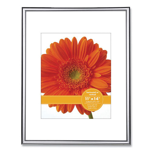 Metallic Poster Frame With Mat, 8 X 10 Insert, Silver-black