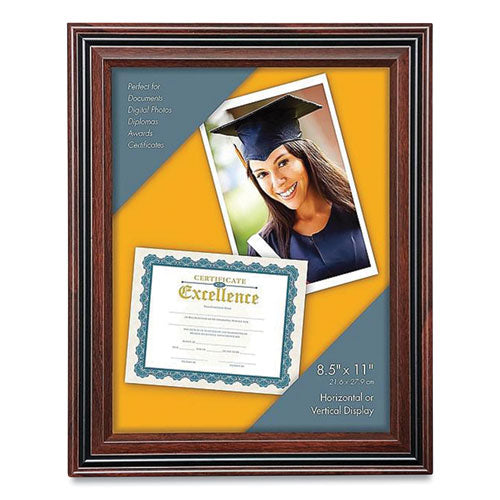 Plastic Certificate Frame, 8.5 X 11, Rosewood-black