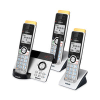 80-2151-02 Three-handset Connect To Cell Cordless Telephone, Black-silver