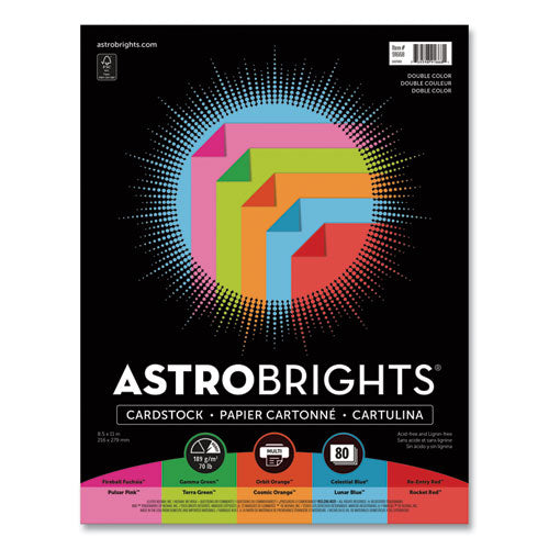 Double-color Card Stock, 70lb, Assorted Colors, 8.5 X 11, 80-pack