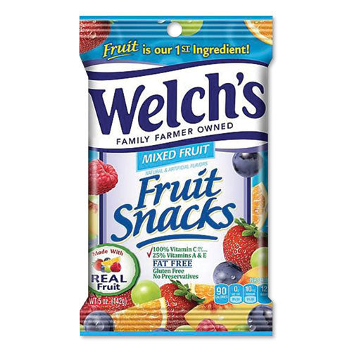 Fruit Snacks, Mixed Fruit, 5 Oz Pouch, 12-carton