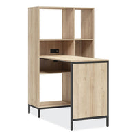 Turing Home Office Workstation With Integrated Bookcase And Power Center, 48.3" X 31.75" X 55.25", Desert Ash-black