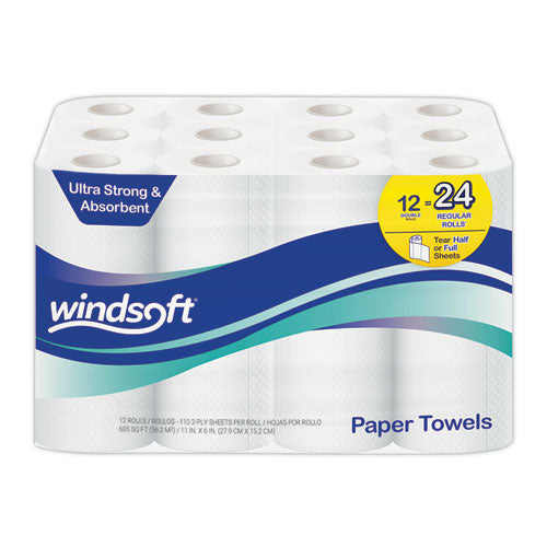 Premium Kitchen Roll Towels, 2 Ply, 11 X 6, White, 110-roll, 12 Rolls-carton