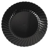 Classicware Plastic Plates, 6" Dia., Black, Round, 10 Plates-pack