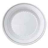 Masterpiece Plastic Dinnerware, White-silver, 10 1-4", 10-pack