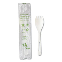 Tpla Compostable Cutlery, Spork, White, 750/carton