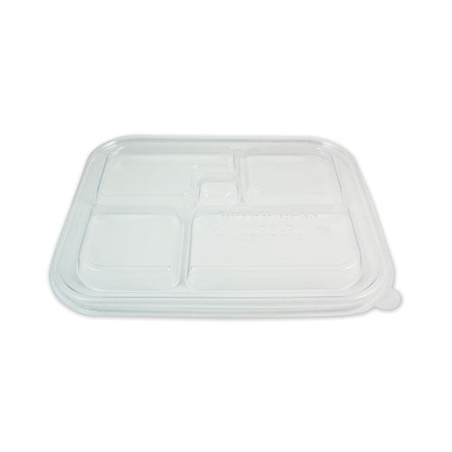 Pla Lids For Fiber Bento Box Containers, Five Compartments, 12.1 X 9.8 X 0.8, Clear, 300-carton