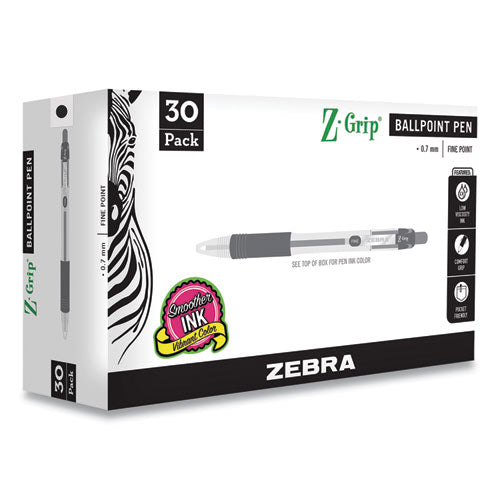 Z-grip Retractable Ballpoint Pen, Medium 0.7 Mm, Black Ink, Black Tinted Barrel, 30-pack