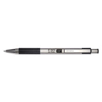 F-301 Retractable Ballpoint Pen, 1.6 Mm, Black Ink, Stainless Steel-black Barrel, Dozen