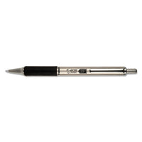 F-402 Retractable Ballpoint Pen, 0.7mm, Black Ink, Stainless Steel-black Barrel